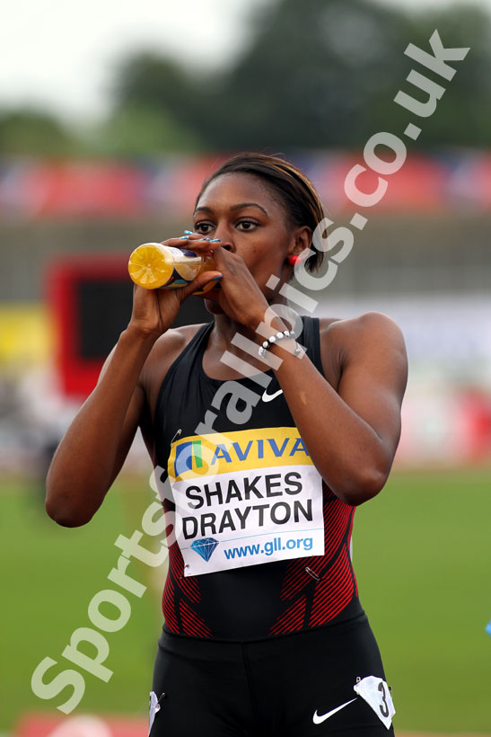 Perri Shakes-Dayton celebrates running her fastest 400 metres Hurdles race of the season, 2011 Aviva London Grand Prix